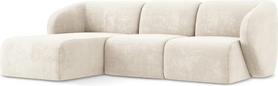 Bézs zsenília sarokkanapé (bal oldali-heverő résszel) Lani – Makamii