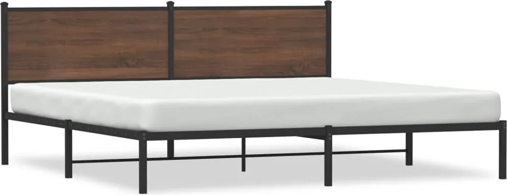 vidaXL barna tölgy színű fém ágykeret matrac nélkül 200 x 200 cm