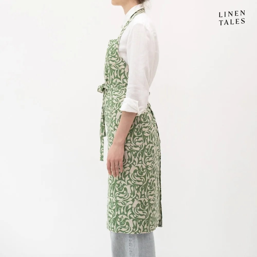 Len kötény Evergreen Damask – Linen Tales