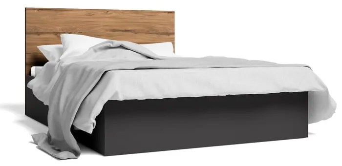 Fekete franciaágy tárolóhellyel és ágyráccsal 160x200 cm Malta - Marckeric