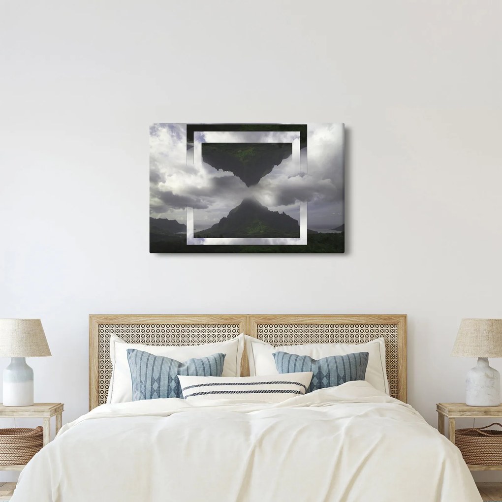 Kép - Hegyek Izlandon, geometrikus kollázs (90x60 cm)