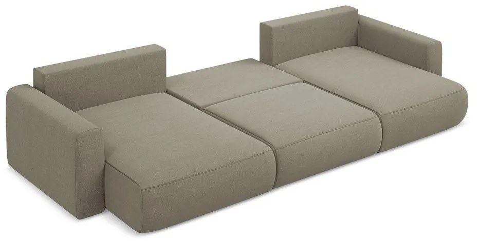 Világosbarna kinyitható-tárolóhelyes (U alakú) sarokkanapé Kapua – Makamii