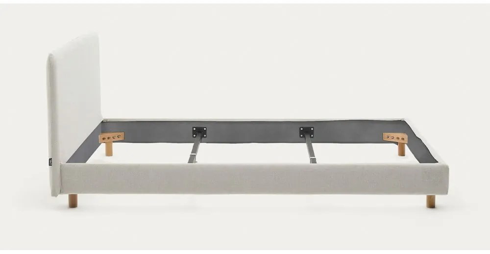 Szürke kárpitozott franciaágy ágyrács nélkül 180x200 cm Valma – Kave Home