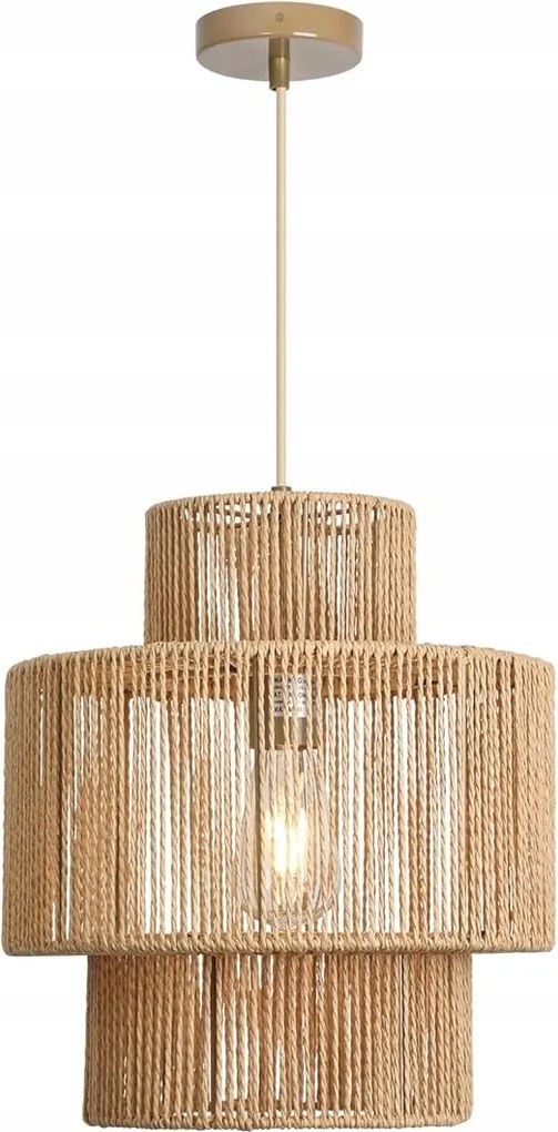 Boho Fonott Rattan Függőlámpa E27 Max 60 W Átmérő 32 CM Barna