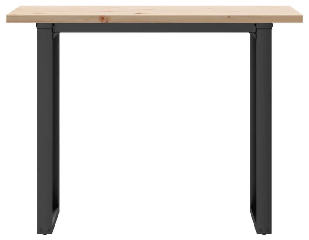 tömör fenyőfa és öntöttvas étkezőasztal O-vázzal 100x50x75,5 cm