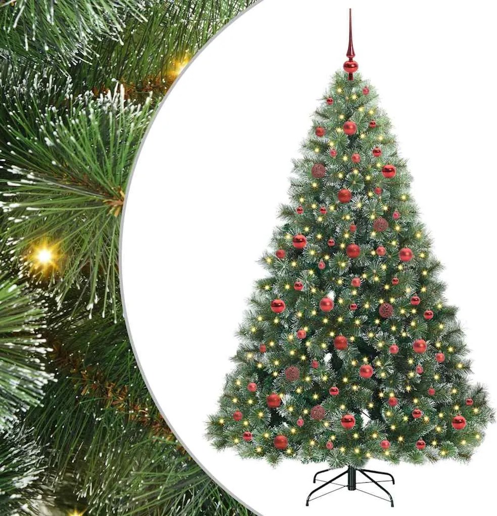 vidaXL Mű karácsonyfa 300 LED-del állvánnyal Zöld 180 cm PE és PVC