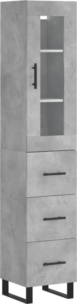 vidaXL betonszürke szerelt fa magasszekrény 34,5x34x180 cm