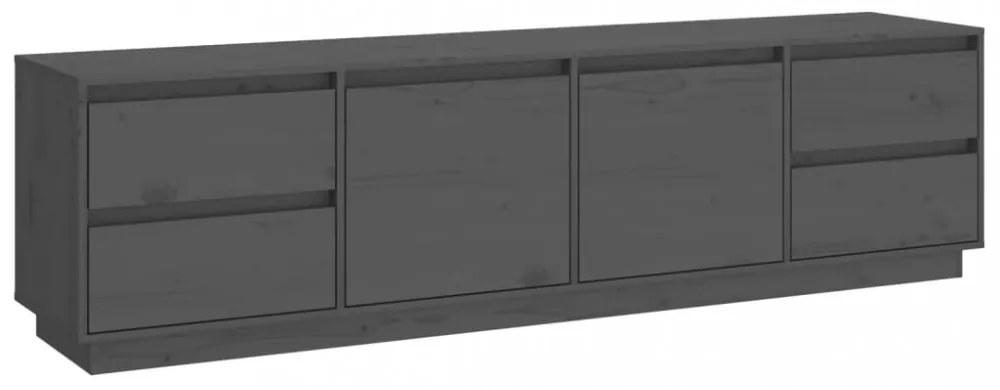 szürke tömör fenyőfa TV-szekrény 176 x 37 x 47,5 cm