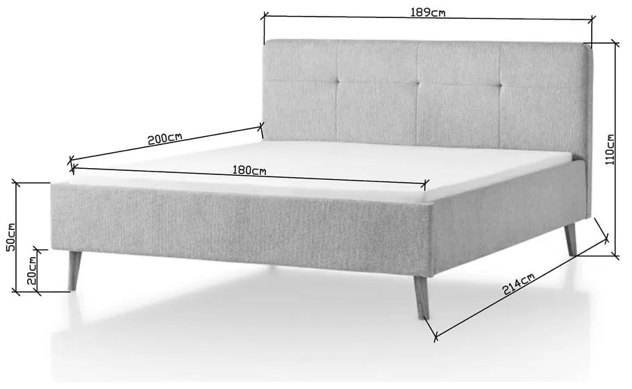 Szürkésbarna kárpitozott franciaágy 180x200 cm Smart – Meise Möbel