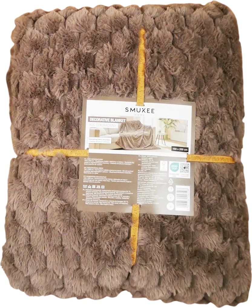 Smukee Dekoratív takaró 200 cm x 150 cm Szőrmés mintás Szürke