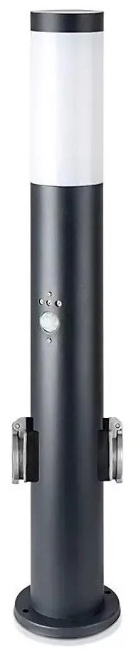 Kültéri érzékelős lámpa és 2 aljzat 1xE27/60W/230V IP44 60cm antracit