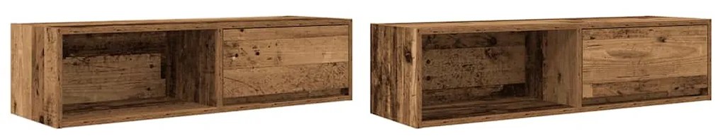 2 db antik fa szerelt fa fali TV-szekrény 100x31x25,5 cm