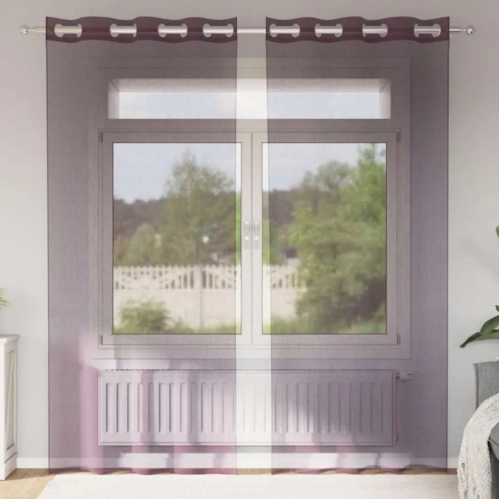 2 db lila fátyolfüggönyök rojtokkal 140x245 cm