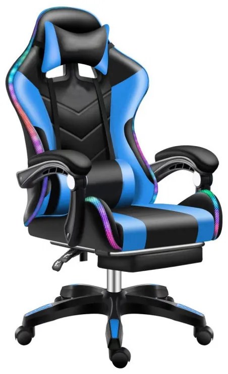 Likeregal 920 LED-es gamer szék lábtartóval kék masszázs funkcióval TT-1116