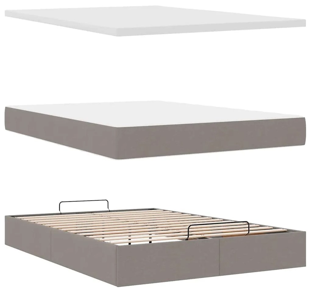 Ottomán ágy matraccal & LED-ek Taupe 140x190 cm anyaggal