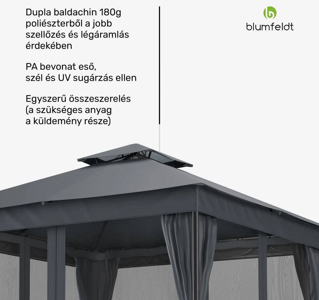 Mondo Dual pavilon 3x3 dupla tetővel és szúnyoghálóval