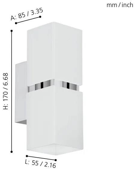 Eglo 95377 - LED Fali lámpa PASSA 2xGU10-LED/4W/230V