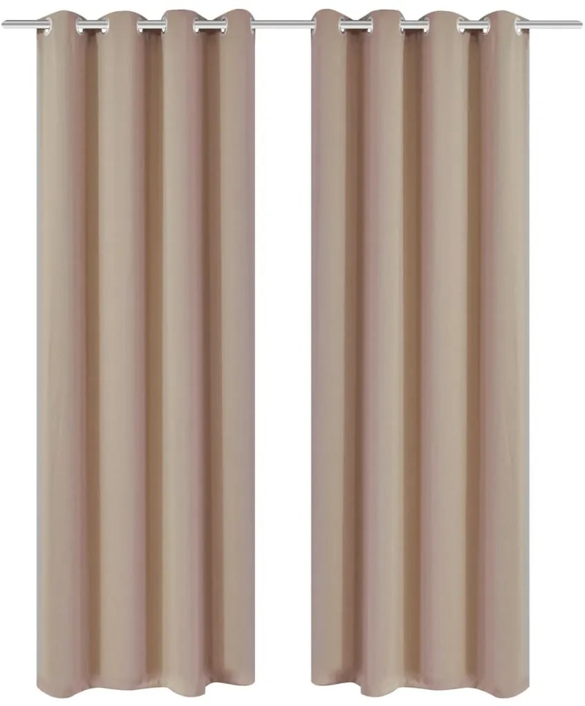 2 db krémszínű sötétítőfüggöny fém fűzőlyukakkal 135 x 175 cm