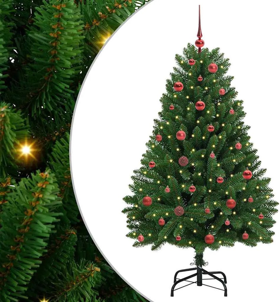 vidaXL Mű karácsonyfa 150 LED-del Zöld 150 cm PVC és fém