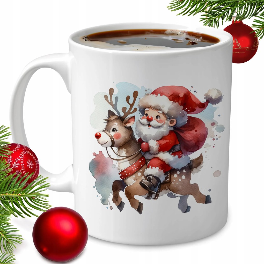 Karácsonyi Ajándék Bögre 330 ml Mikulás RÉNszarvas Ajándék