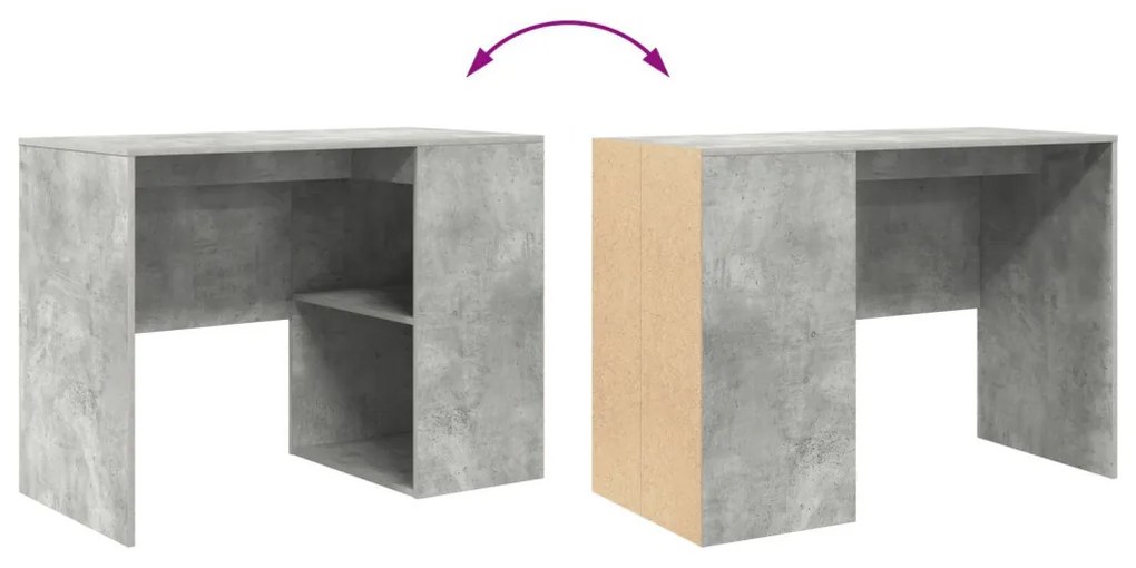 Íróasztal Beton szürke Fa kompozit Kompakt Tárolás Íróasztal