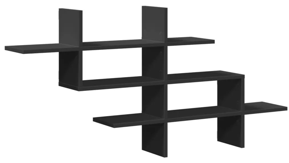 fekete szerelt fa fali polc 124,5 x 18 x 60,5 cm
