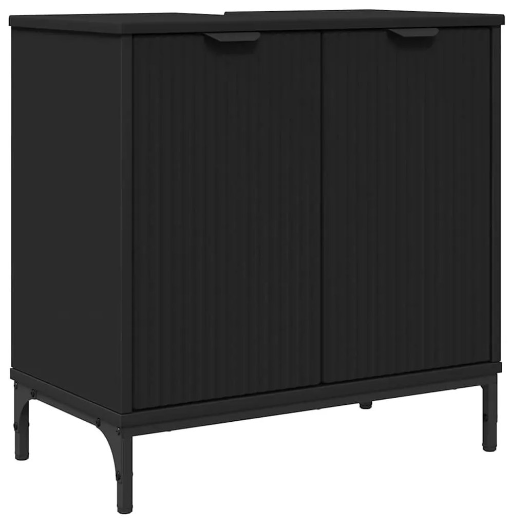Fürdőszobai mosdószekrény Fekete 60.5 x 33.5 x 61 cm Faanyag