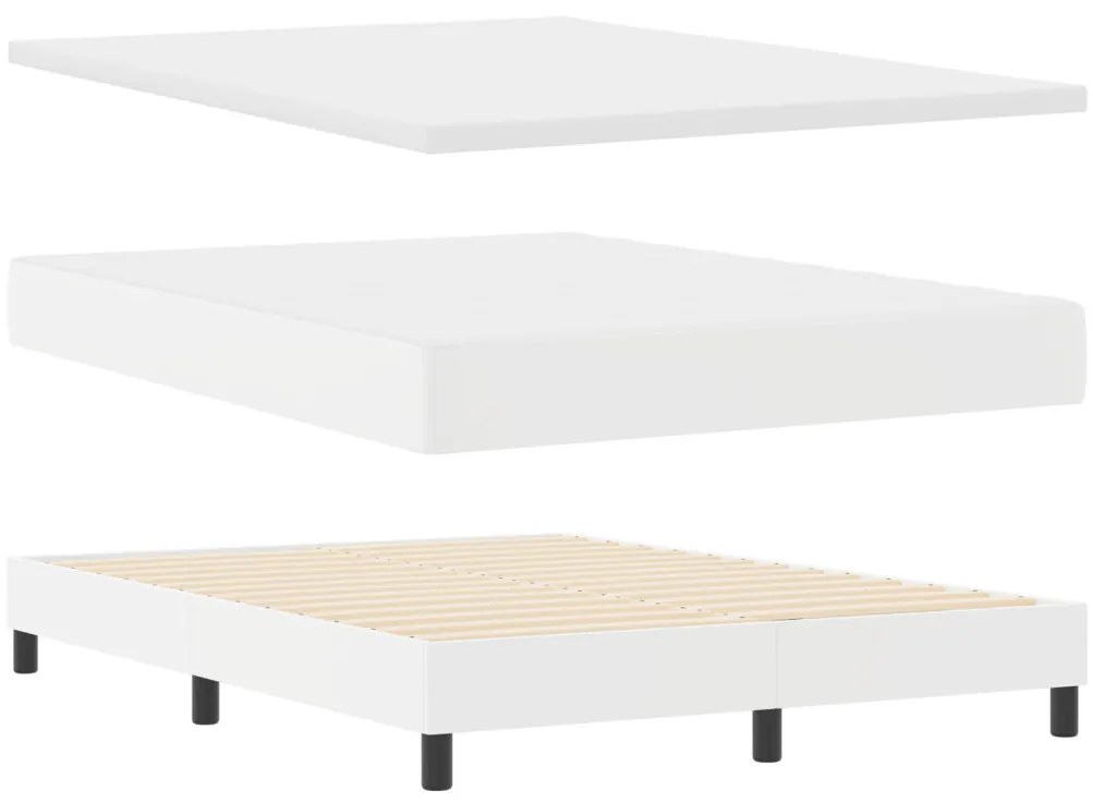 Boxspringágy Matracokkal Fehér 160 x 200 cm, Műbőr