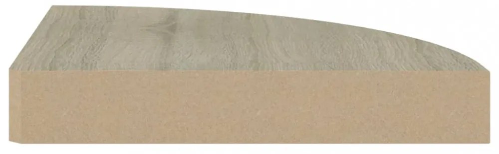 2 db tölgyszínű MDF lebegő sarokpolc 25 x 25 x 3,8 cm