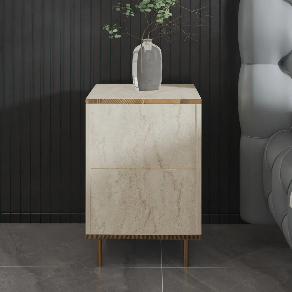 Éjjeliszekrény Imaj - Travertine, Gold