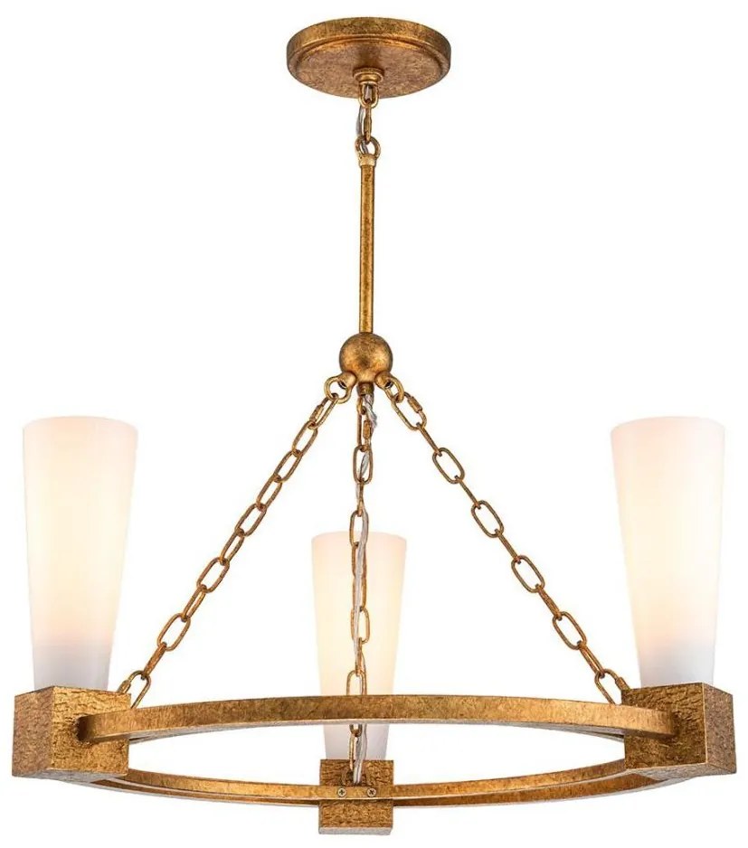 Elstead KRISTY3-DG-OPAL - KRISTY rúdon függő csillár 3xE27/40W/230V, rézszínű