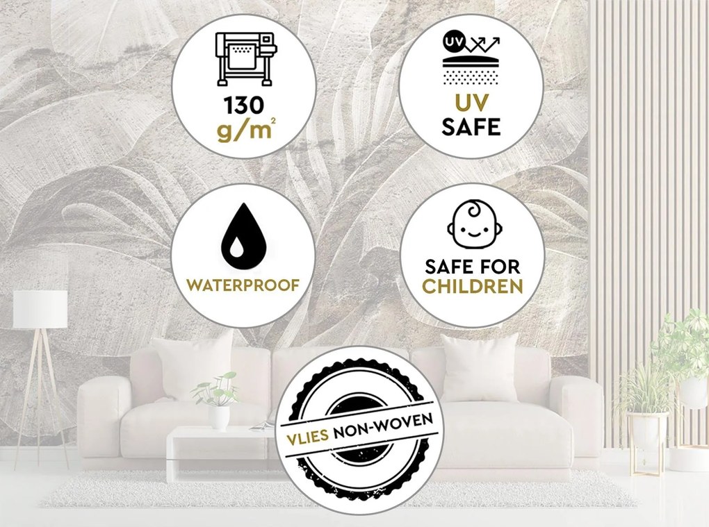 Gario Fotótapéta Trópusi levelek a betont imitáló textúrán Anyag: Vlies, Méret: 450 x 315 cm