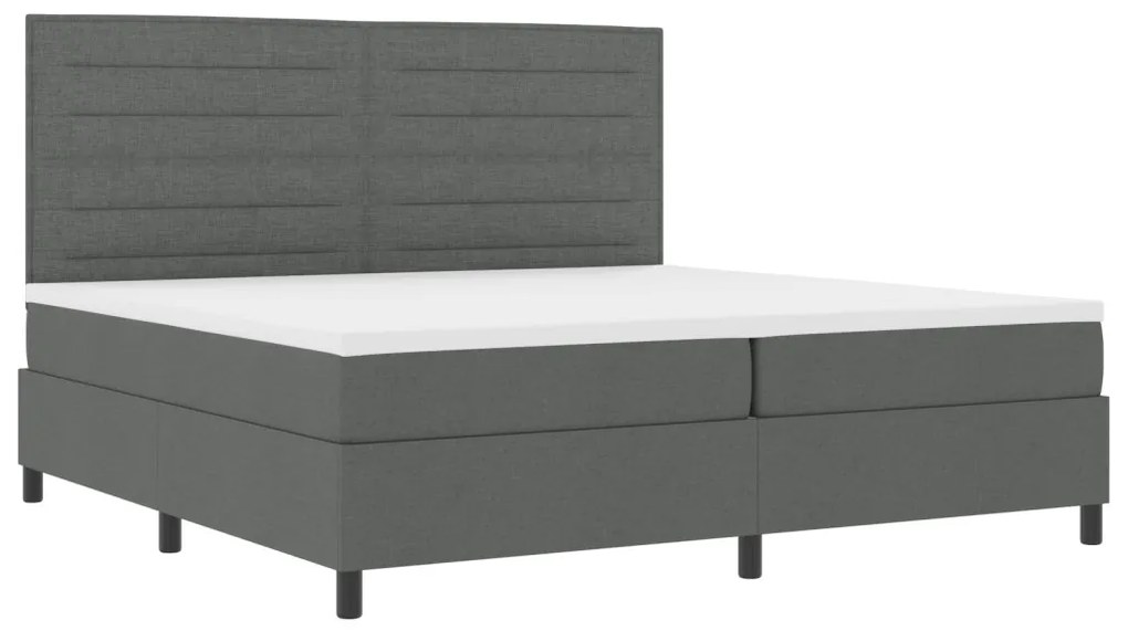 Boxspring ágy matraccal, sötét szürke 200x200 cm szövet