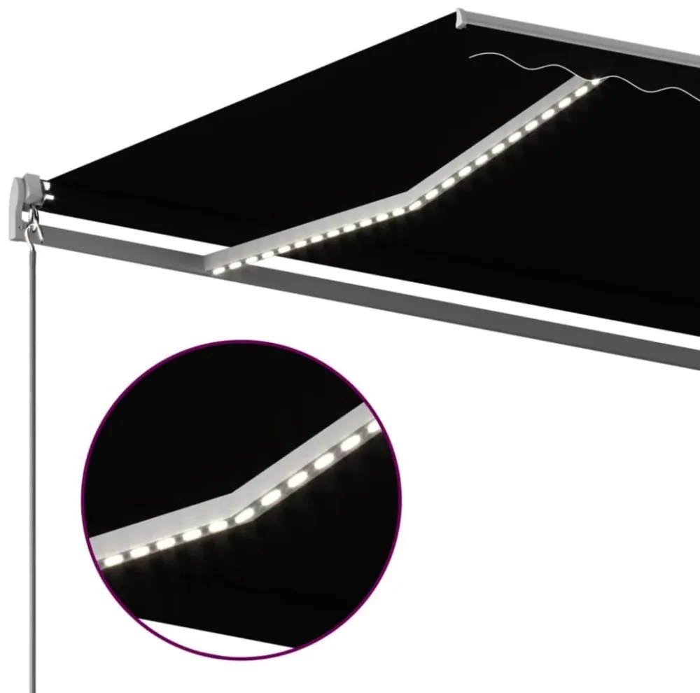 antracitszürke automata szélérzékelős és LED-es napellenző 6x3m