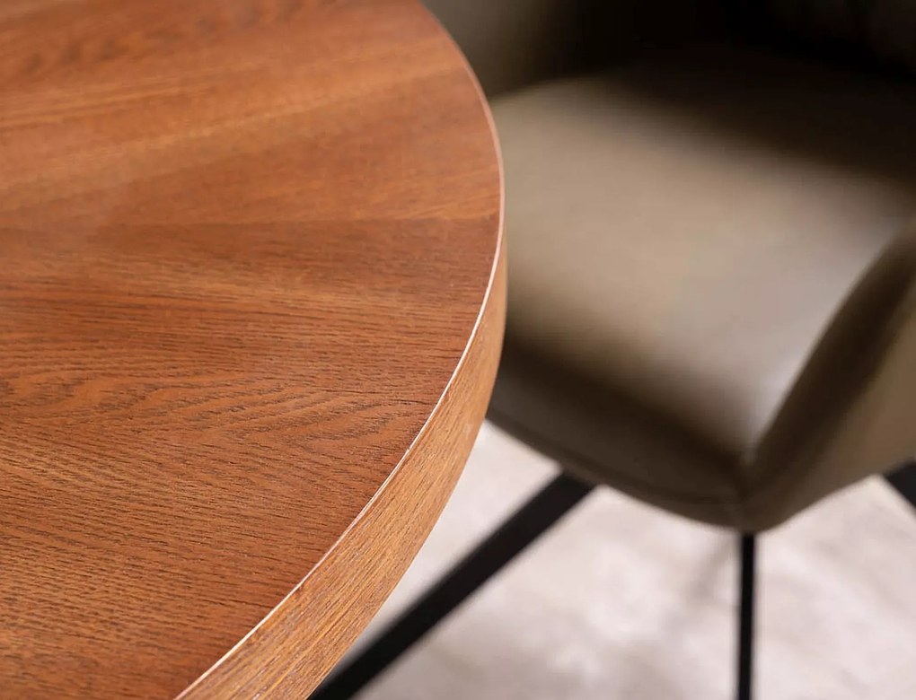 Kerek étkezőasztal AMADEO 100x100 cm, dió dekoráció