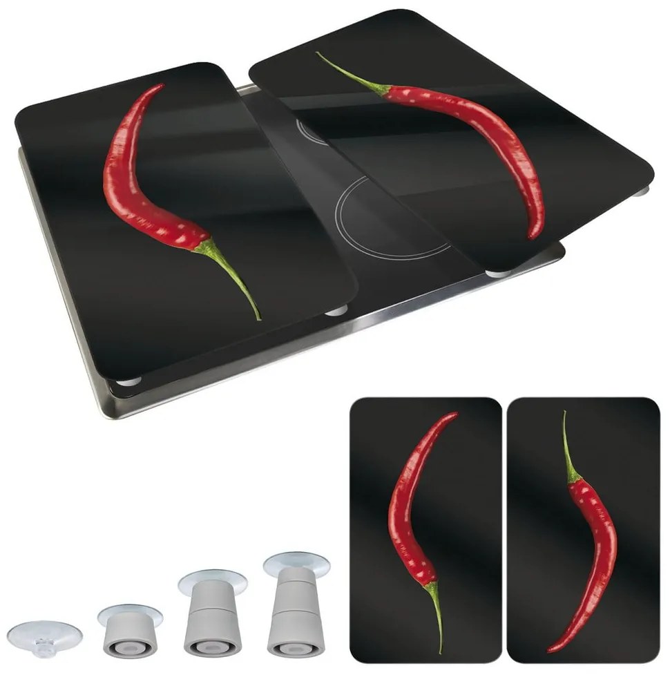 Edzett üveg tűzhely fedőlap szett 2 db-os 30x52 cm Peperoni – Wenko