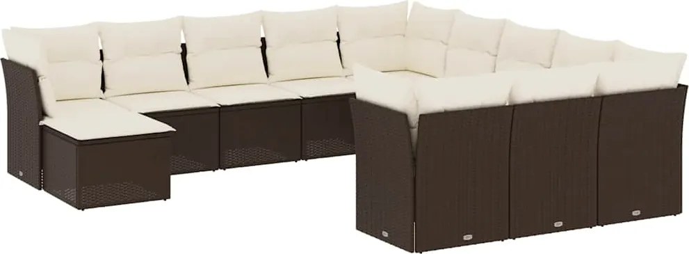 vidaXL 12 részes barna polyrattan kerti ülőgarnitúra párnákkal