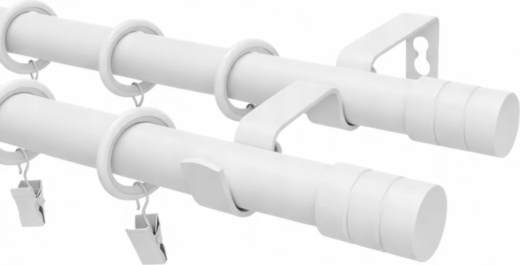 Fém Függönykarnis Loft Dupla 19 MIX Végű Fehér 320cm