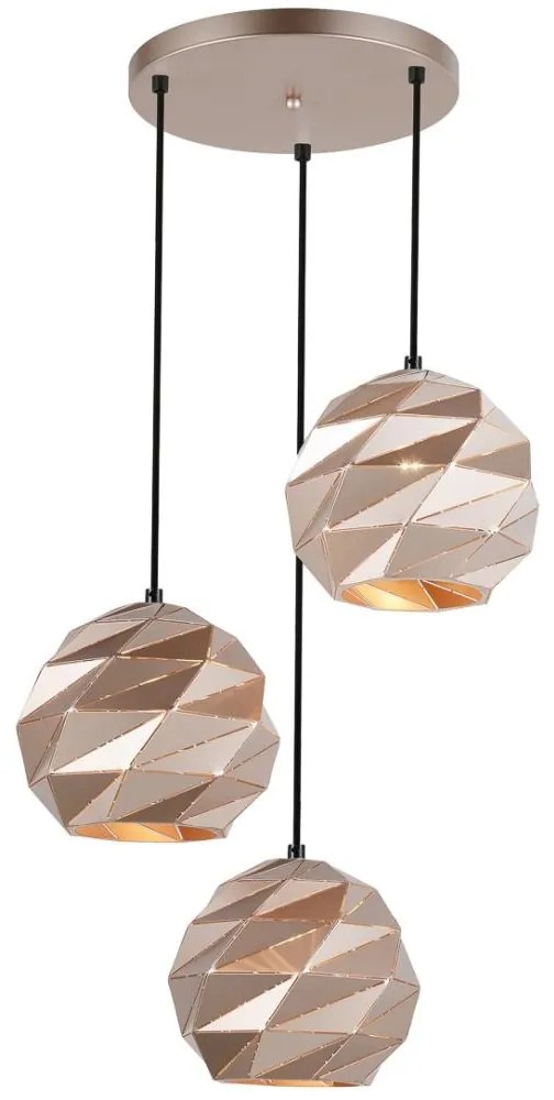 ITALUX PND-2424-3S-GD - Csillár zsinóron PALERMO 3xE27/40W/230V Rózsaarany