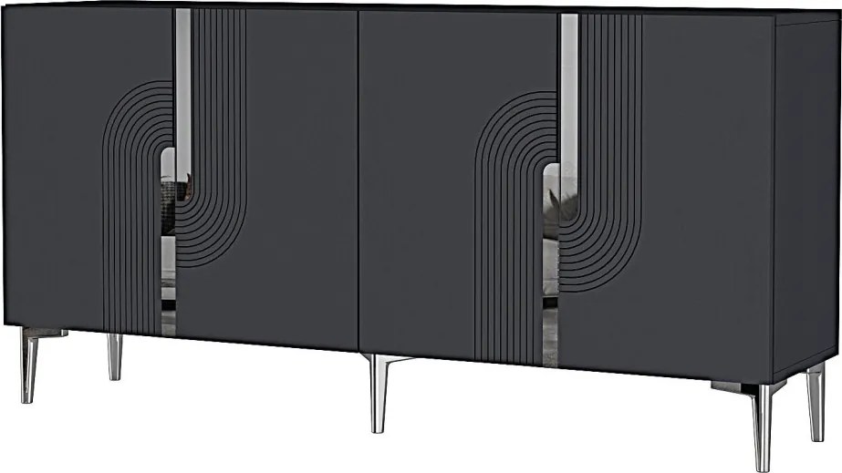 Meyra komód, antracit-ezüst, 150 cm