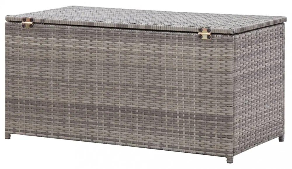 szürke polyrattan kerti tárolóláda 100 x 50 x 50 cm