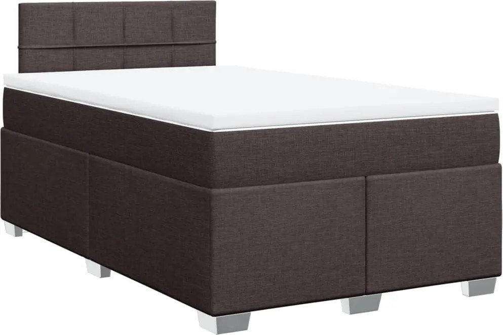 vidaXL sötétbarna szövet rugós ágy matraccal 120 x 190 cm
