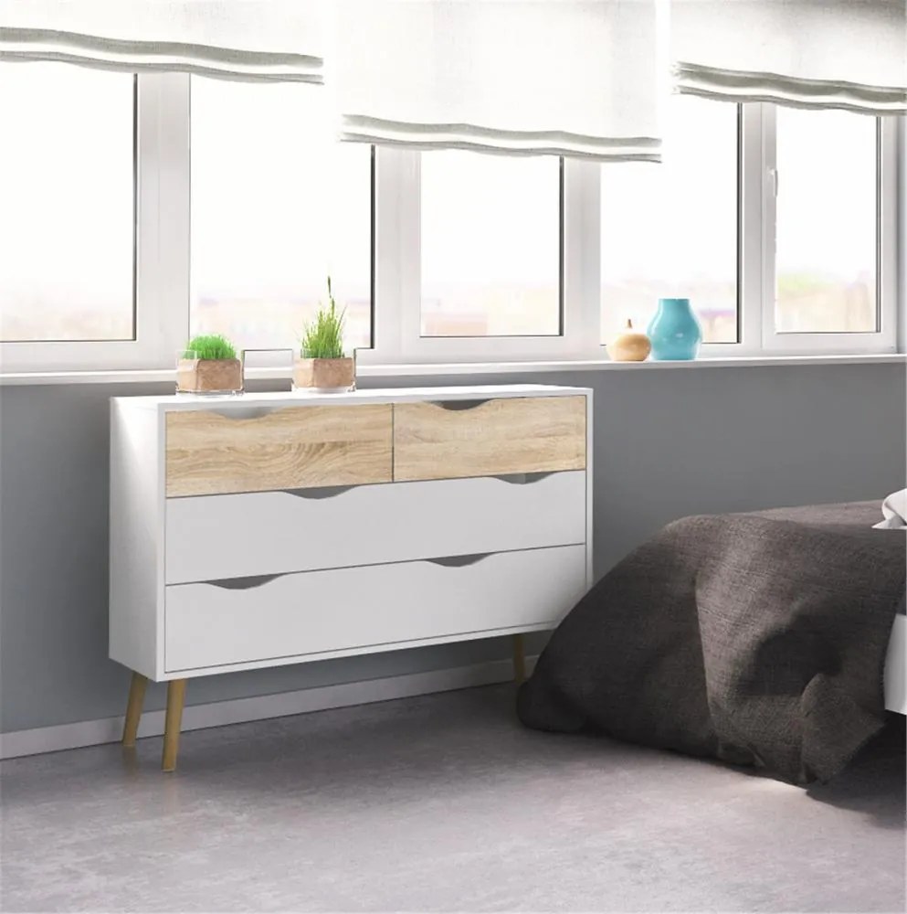 Fehér komód OSLO 75395 4 fiókkal