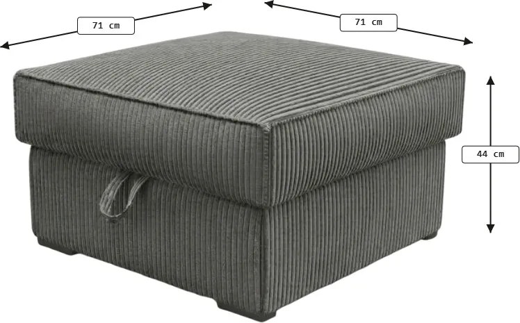 SMART COSARO XL tárolóval ellátott puff 71x71 cm, szürke