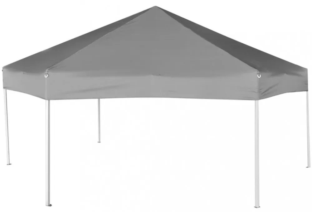 szürke hatszögletű felugró pavilon 6 oldalfallal 3,6 x 3,1 m