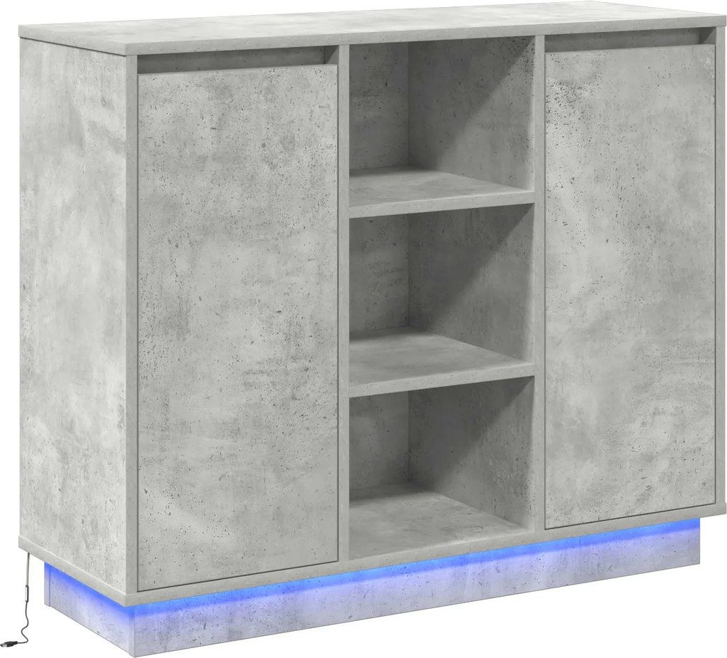 vidaXL LED tálaló Beton Szürke 90 x 32 x 75 cm Faanyag