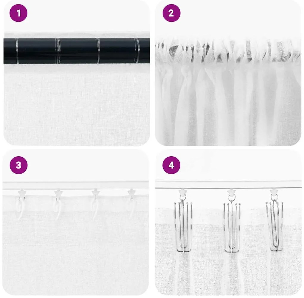 Függönyök függönyökkel 2 pcs Fehér 140x140cm Poliészter