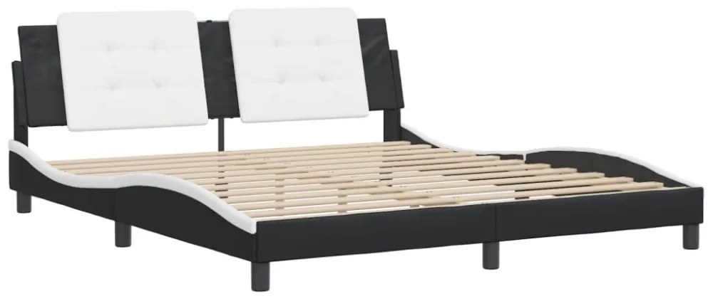 fekete és fehér műbőr ágykeret matrac nélkül Zadar 180x200 cm