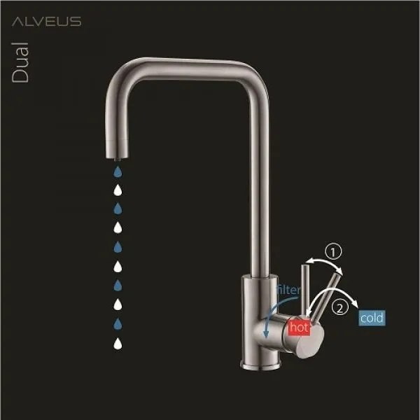 ALVEUS 1139812 - Mosogató csap DUAL 37 cm gránit/fekete