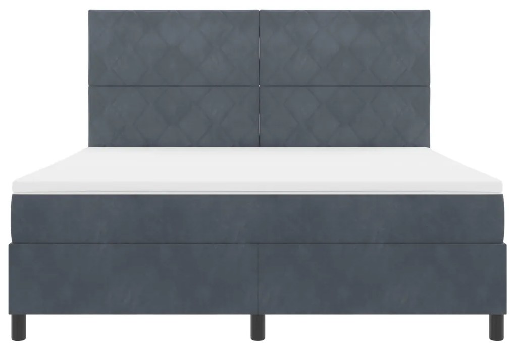 Boxspring Ágy Matraccal Sötétszürke Szuper Király Bársony